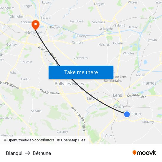 Blanqui to Béthune map