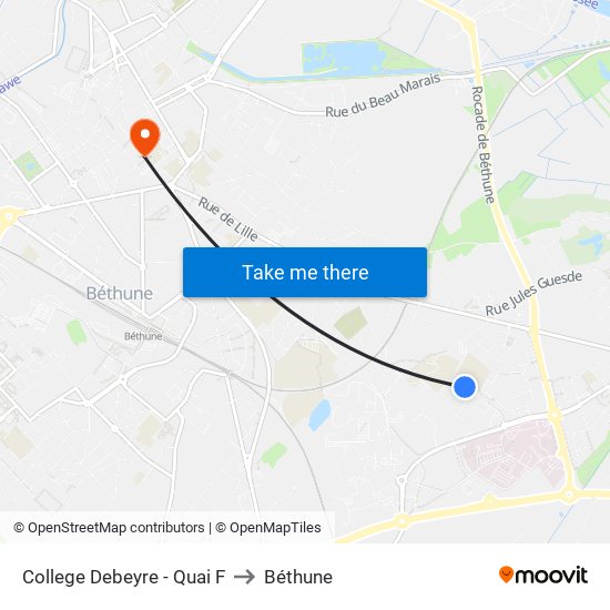 College Debeyre - Quai F to Béthune map
