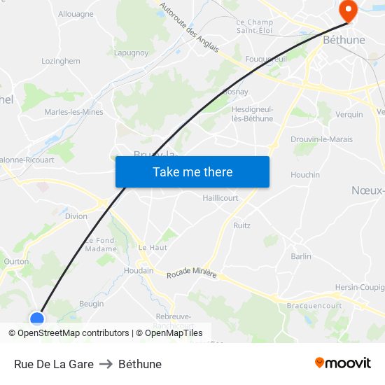 Rue De La Gare to Béthune map