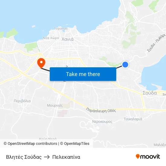 Βλητές Σούδας to Πελεκαπίνα map