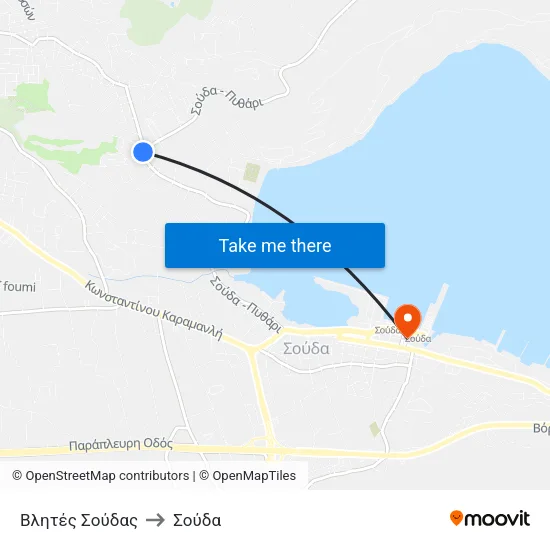 Βλητές Σούδας to Σούδα map