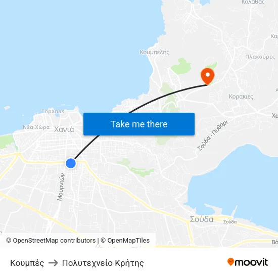Κουμπές to Πολυτεχνείο Κρήτης map