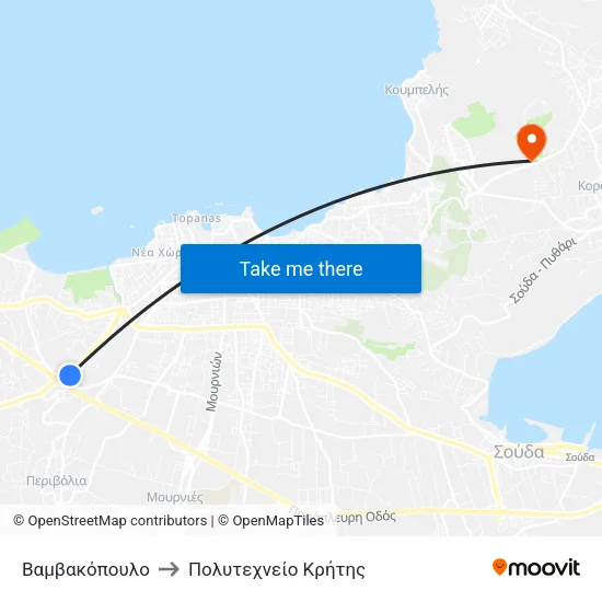 Βαμβακόπουλο to Πολυτεχνείο Κρήτης map