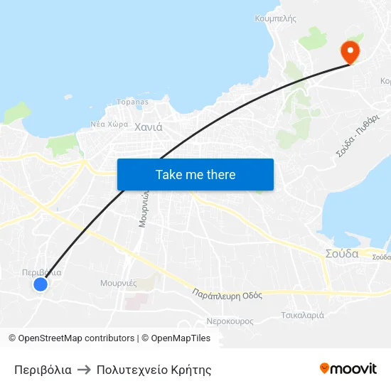 Περιβόλια to Πολυτεχνείο Κρήτης map