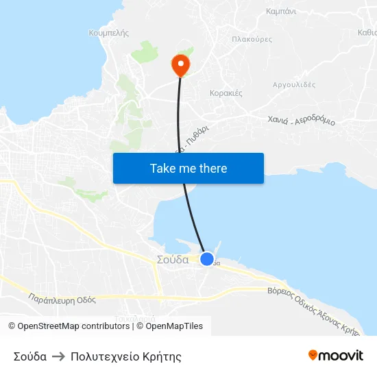Σούδα to Πολυτεχνείο Κρήτης map