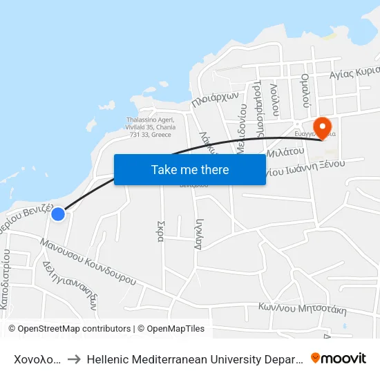 Honolulu to Hellenic Mediterranean University Department of Chania map