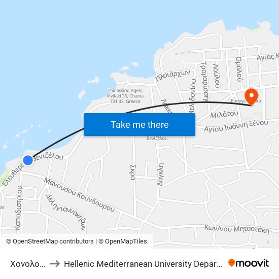 Χονολουλου to Hellenic Mediterranean University Department Of Chania map