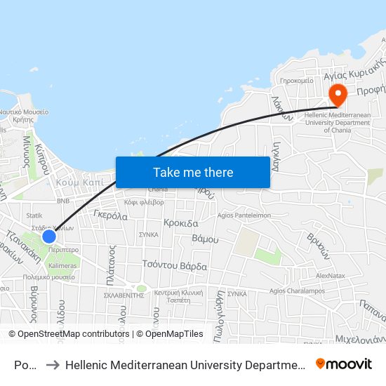 Ρολοι to Hellenic Mediterranean University Department Of Chania map