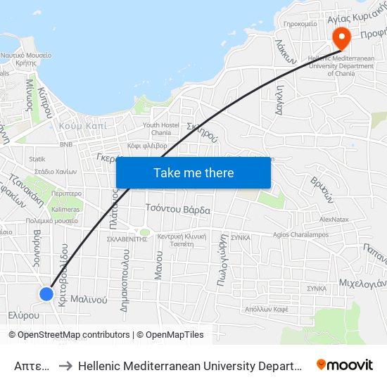 Απτερων to Hellenic Mediterranean University Department Of Chania map