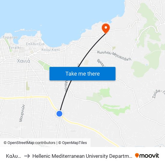 Καλυκας to Hellenic Mediterranean University Department Of Chania map