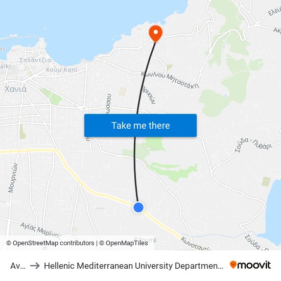 Ανεκ to Hellenic Mediterranean University Department Of Chania map