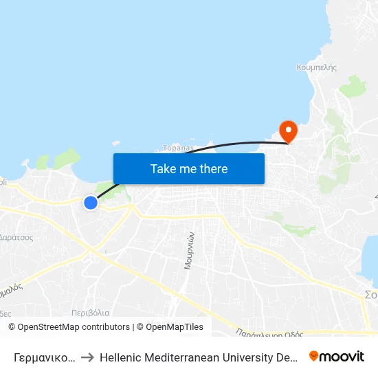 German Bird to Hellenic Mediterranean University Department of Chania map