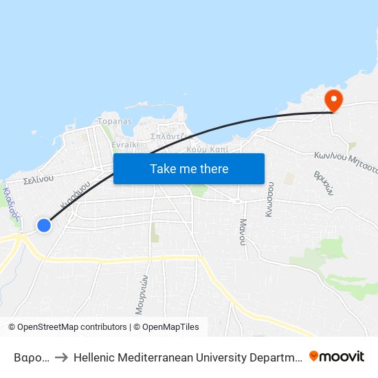 Βαρουσι to Hellenic Mediterranean University Department Of Chania map