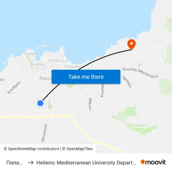 Papadaki to Hellenic Mediterranean University Department of Chania map