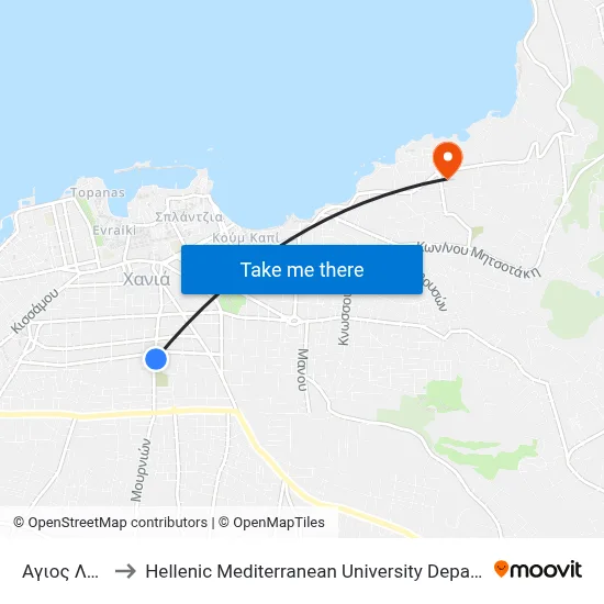 Saint Luke to Hellenic Mediterranean University Department of Chania map