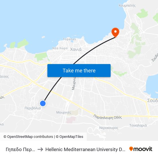 Γηπεδο Περιβολιων to Hellenic Mediterranean University Department Of Chania map