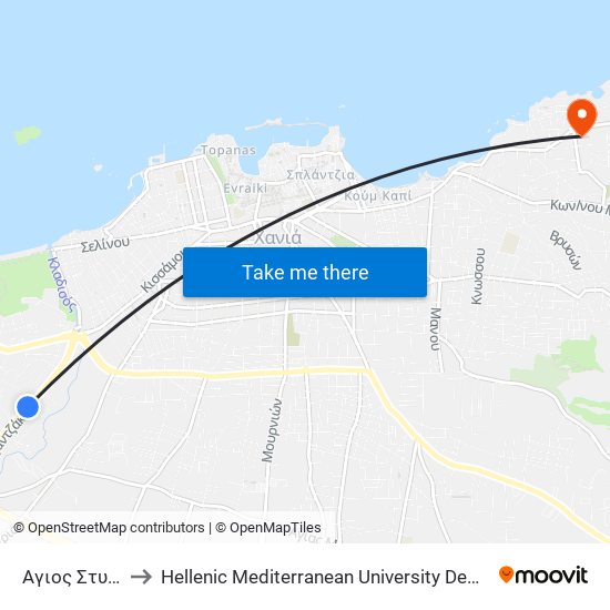 Αγιος Στυλιανος to Hellenic Mediterranean University Department Of Chania map