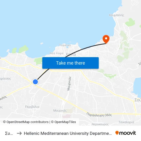 Synka to Hellenic Mediterranean University Department of Chania map