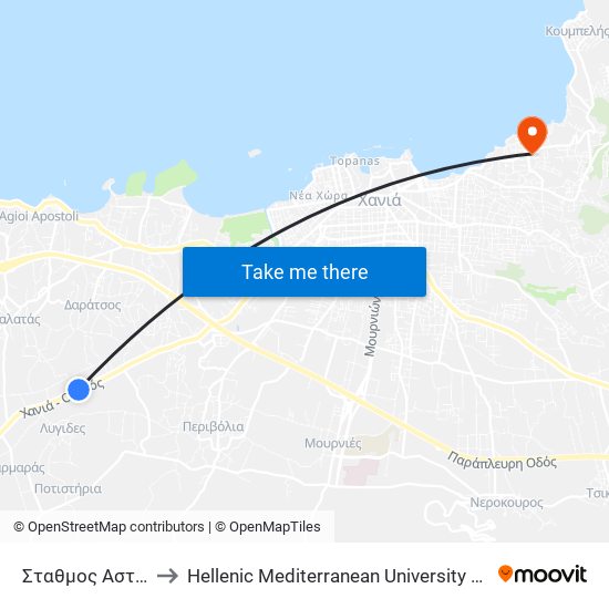 Σταθμος Αστικου Κτελ to Hellenic Mediterranean University Department Of Chania map