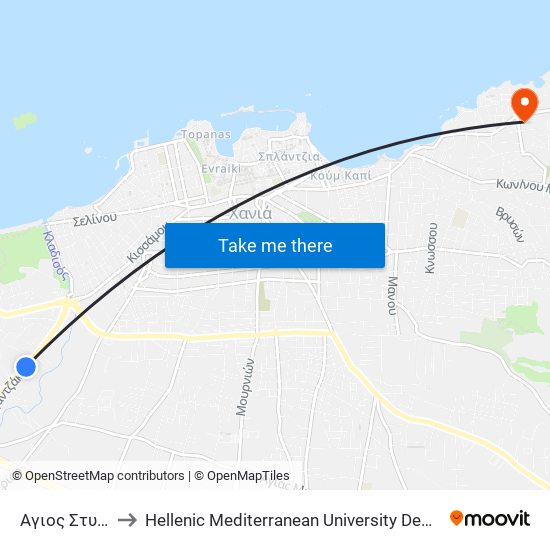 Αγιος Στυλιανος to Hellenic Mediterranean University Department Of Chania map