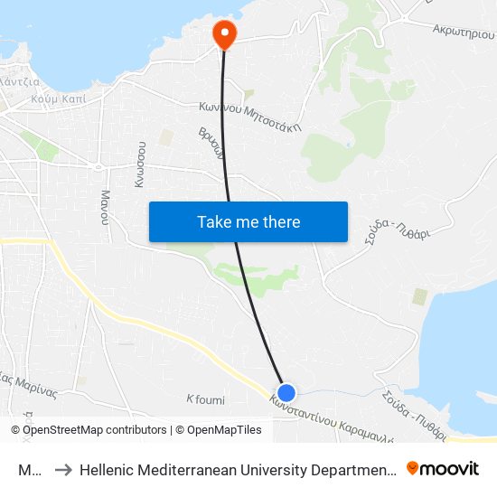 Μαιχ to Hellenic Mediterranean University Department Of Chania map