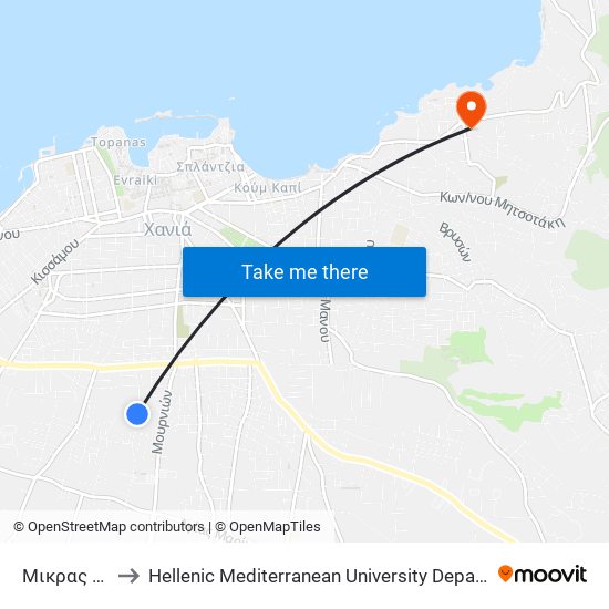 Μικρας Ασιας to Hellenic Mediterranean University Department Of Chania map