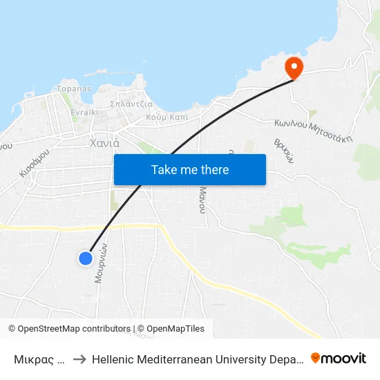 Mikras Asias Street to Hellenic Mediterranean University Department of Chania map