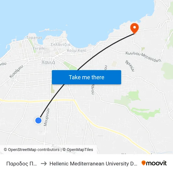 Plastira Side Street to Hellenic Mediterranean University Department of Chania map