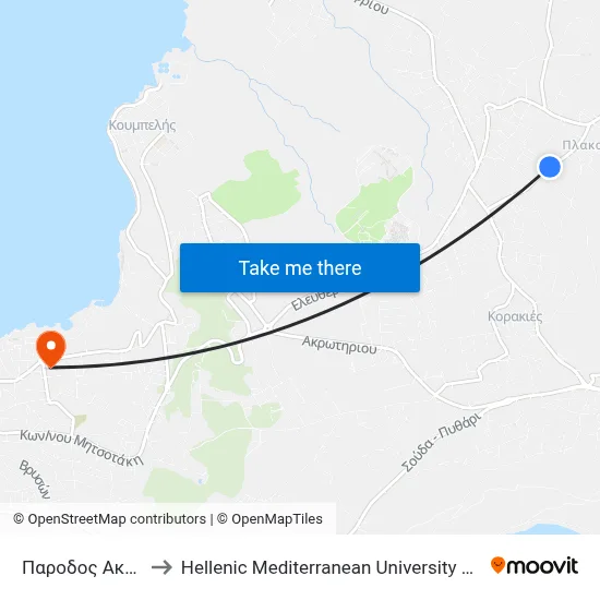 Akrotiriou Side Street to Hellenic Mediterranean University Department of Chania map