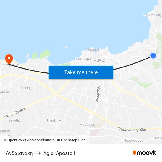 Ανδριανακη to Agioi Apostoli map