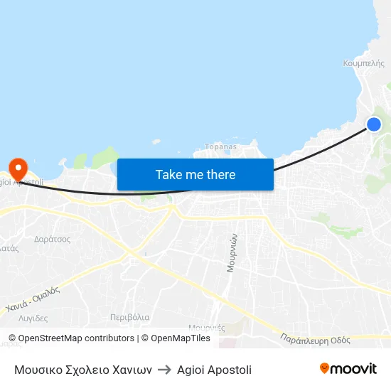 Chania Music School to Agioi Apostoli map