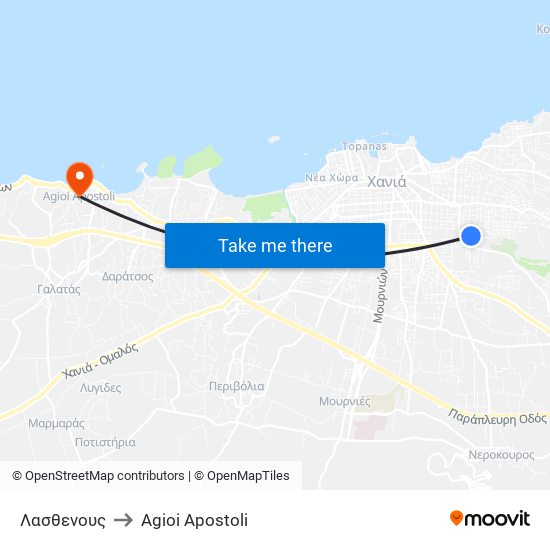 Λασθενους to Agioi Apostoli map