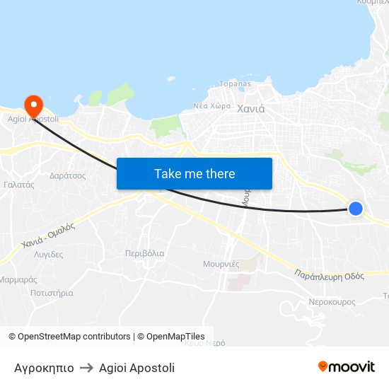 Αγροκηπιο to Agioi Apostoli map