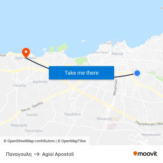 Παναγουλη to Agioi Apostoli map