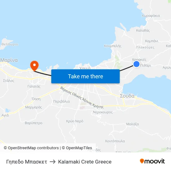 Basketball Court to Kalamaki Crete Greece map