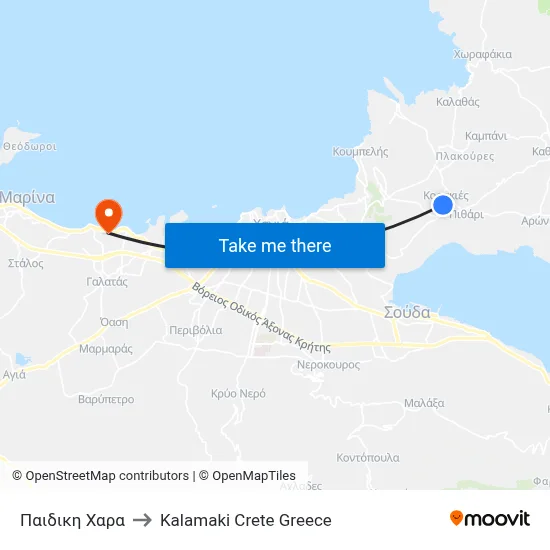 Children's Playground to Kalamaki Crete Greece map