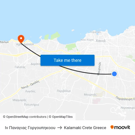 Panagia Gorgoepikoos Institute to Kalamaki Crete Greece map