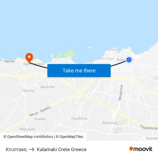 Κτιστακη to Kalamaki Crete Greece map