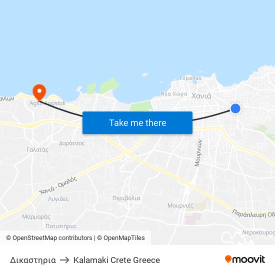 Δικαστηρια to Kalamaki Crete Greece map