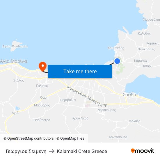 Γεωργιου Σειμενη to Kalamaki Crete Greece map