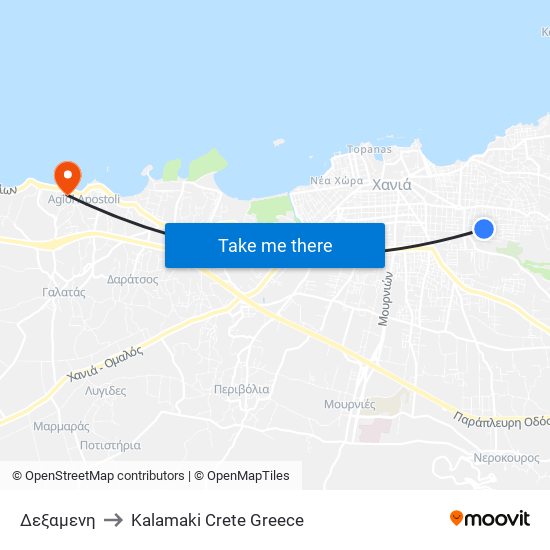 Δεξαμενη to Kalamaki Crete Greece map