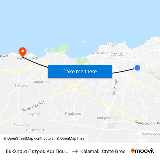 Εκκλησια Πετρου Και Παυλου to Kalamaki Crete Greece map