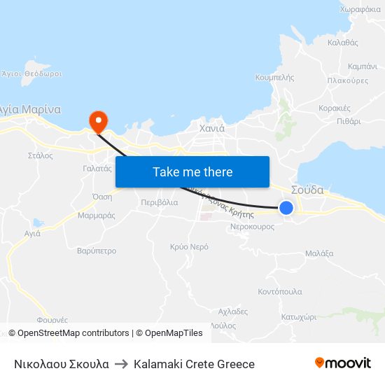 Νικολαου Σκουλα to Kalamaki Crete Greece map