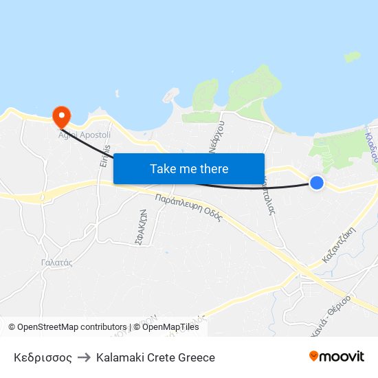 Κεδρισσος to Kalamaki Crete Greece map