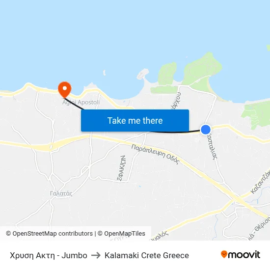 Chrysi Akti - Jumbo to Kalamaki Crete Greece map