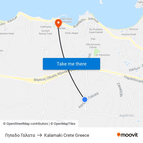 Γηπεδο Γαλατα to Kalamaki Crete Greece map