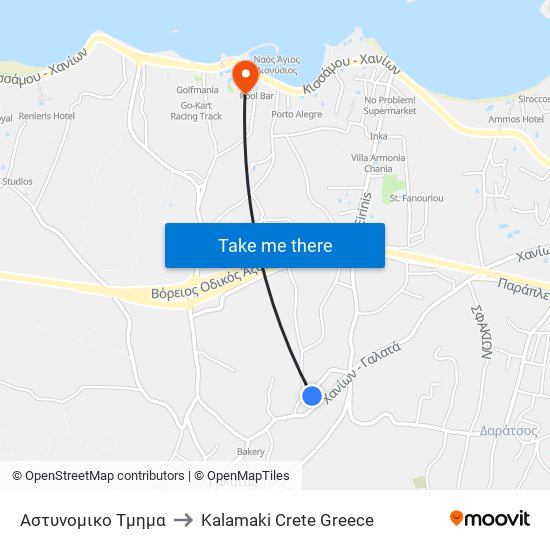 Αστυνομικο Τμημα to Kalamaki Crete Greece map