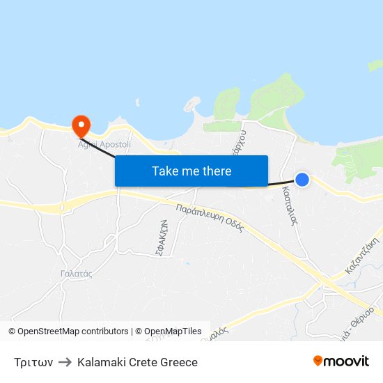 Τριτων to Kalamaki Crete Greece map