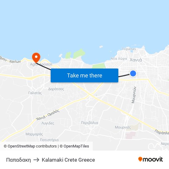 Παπαδακη to Kalamaki Crete Greece map