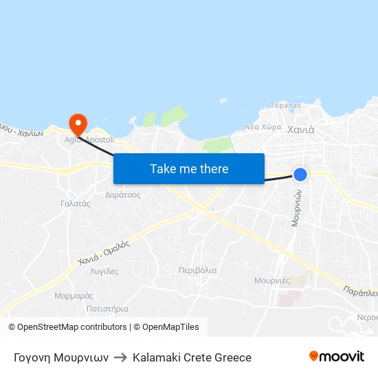 Γογονη Μουρνιων to Kalamaki Crete Greece map